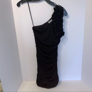 COSTA BLANCA one shoulder ruffle trim black mini dress size XS party summer